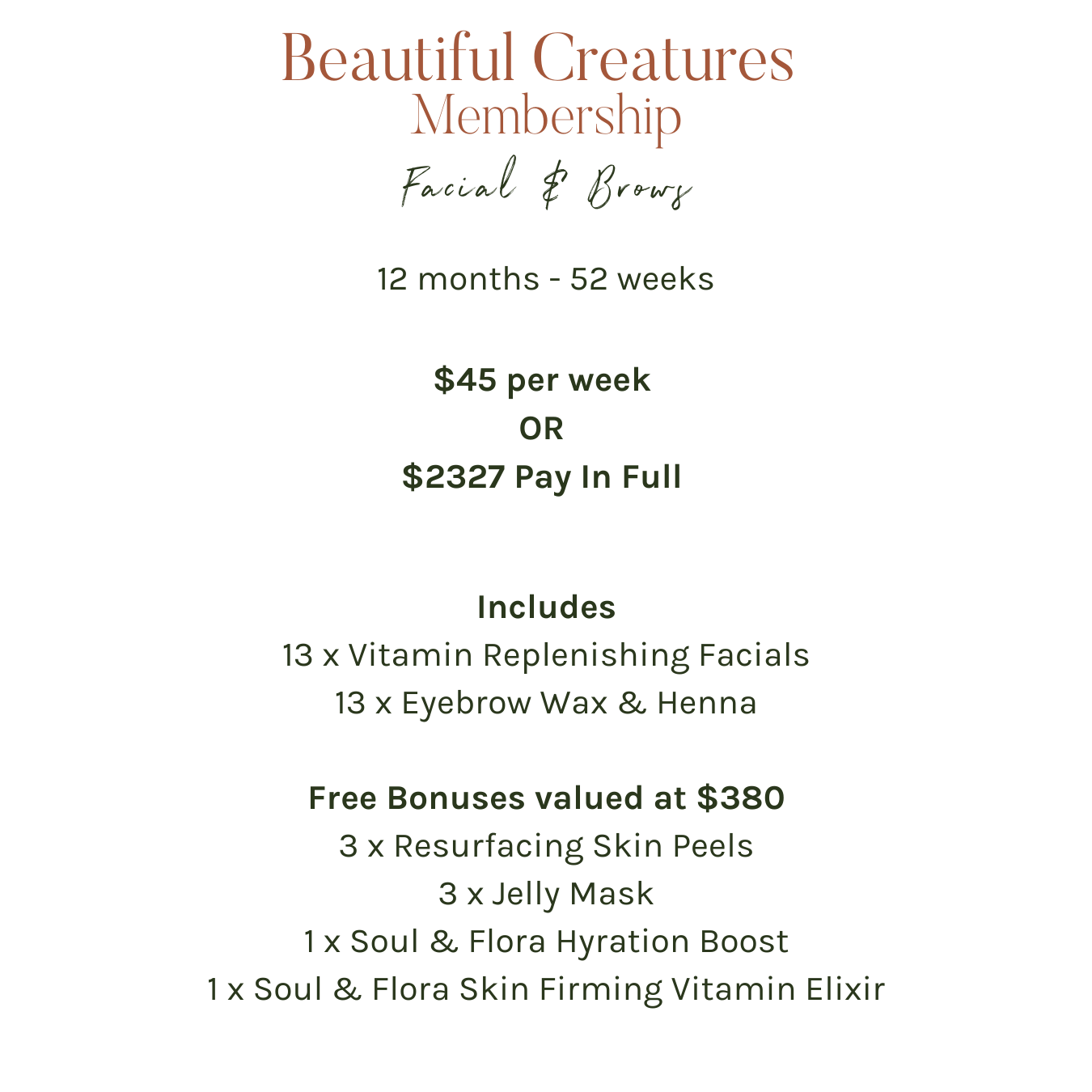 Facial & Brows Membership - 12 Months