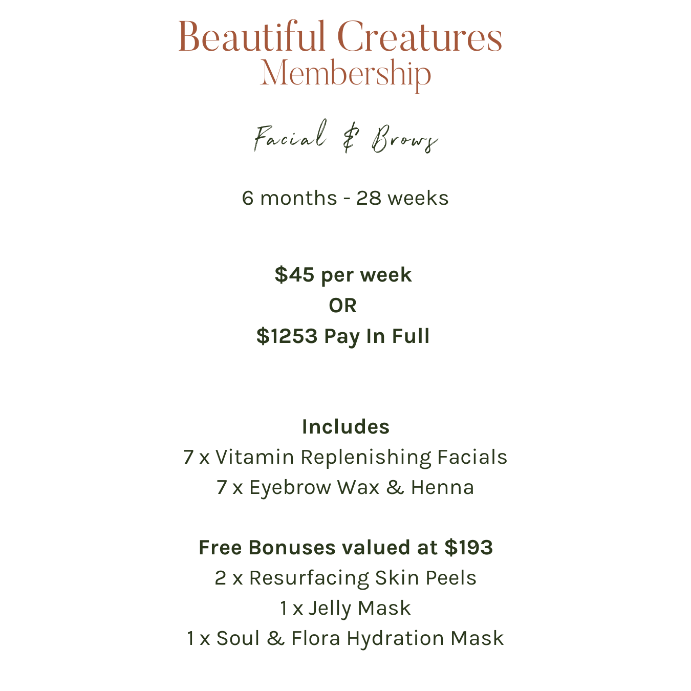 Facial & Brows Membership - 6 Months