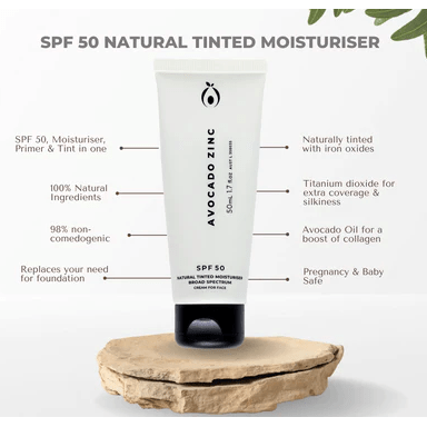 Avocado Zinc Sun Care Avocado Zinc SPF 50 Natural Tinted Moisturiser-Medium-Dark