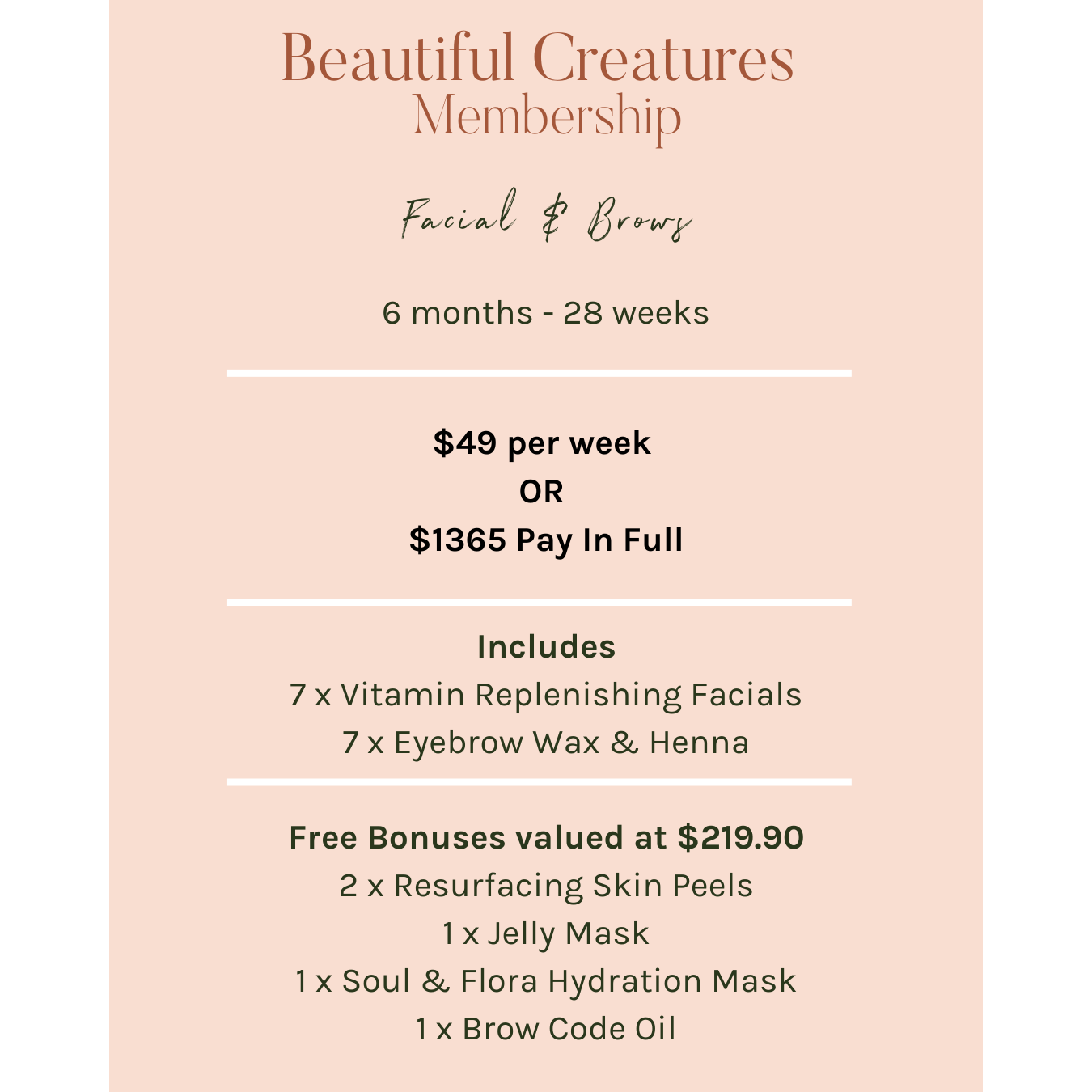 Facial & Brows Membership - 6 Months