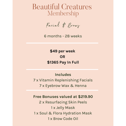 Facial & Brows Membership - 6 Months