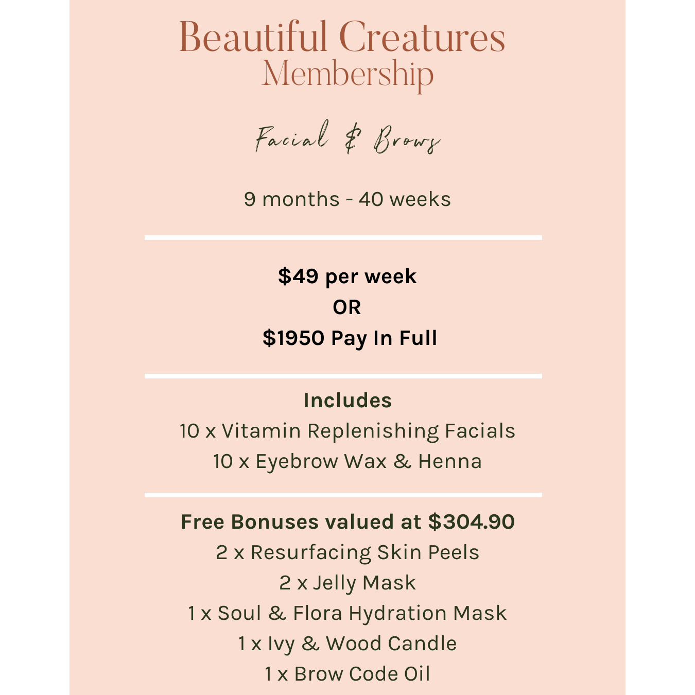 Facial & Brows Membership - 9 Months