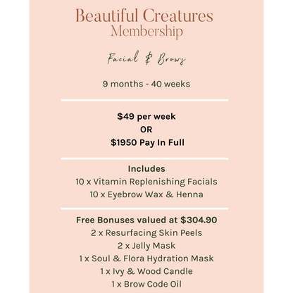 Facial & Brows Membership - 9 Months