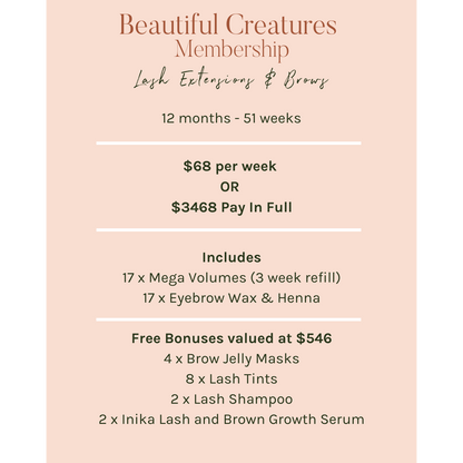 Lash Extensions & Brows Membership - 12 Months