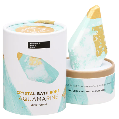 Summer Salt Body Crystal Bath Bomb Aquamarine Lemongrass